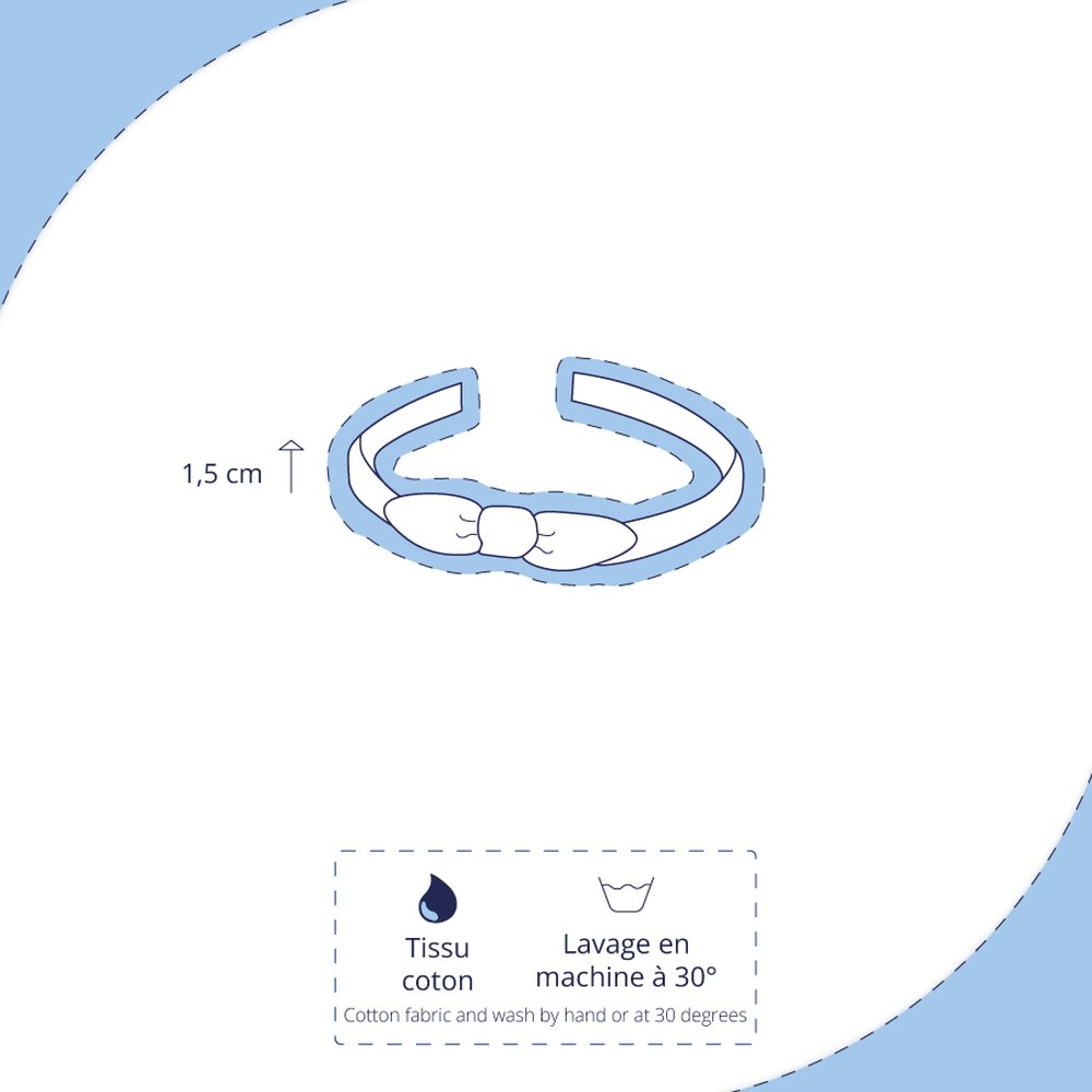 Serre-Tête Noeud Rayé Argent Marine