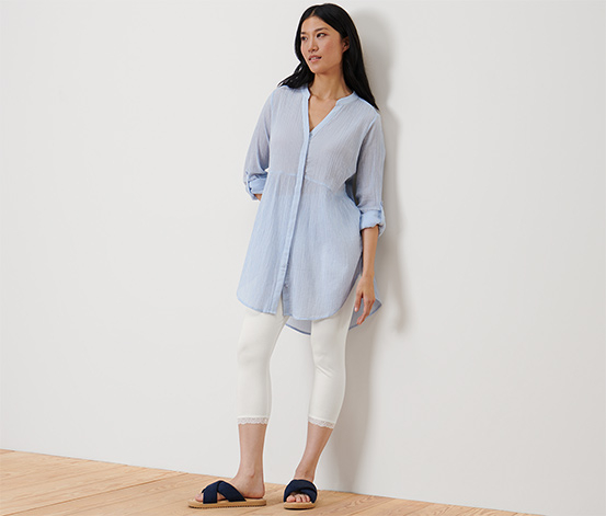 3/4-Leggings mit Spitzenborte, weiß