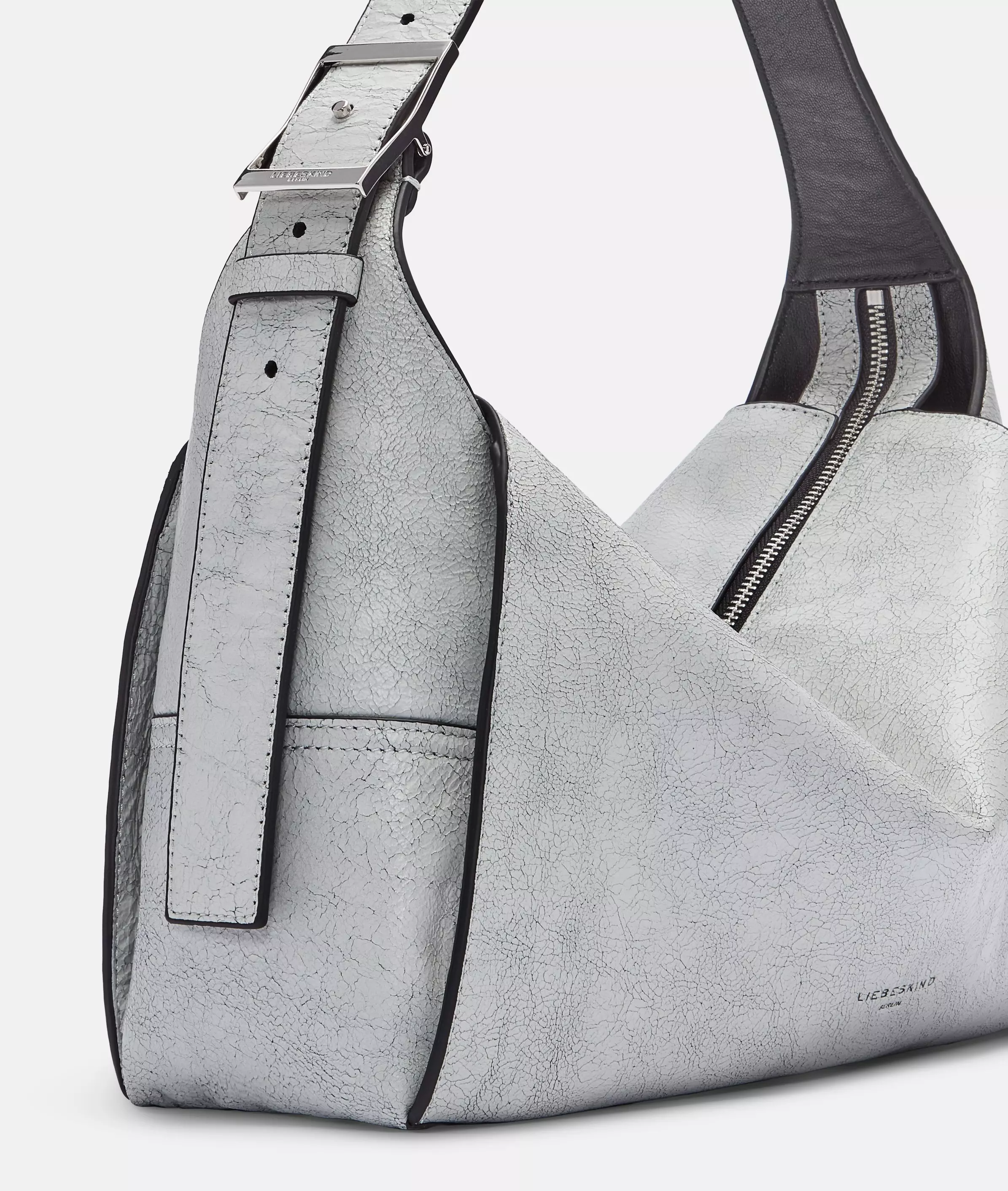 Lou Hobo M Spacious leather hobo bag with breaking effect