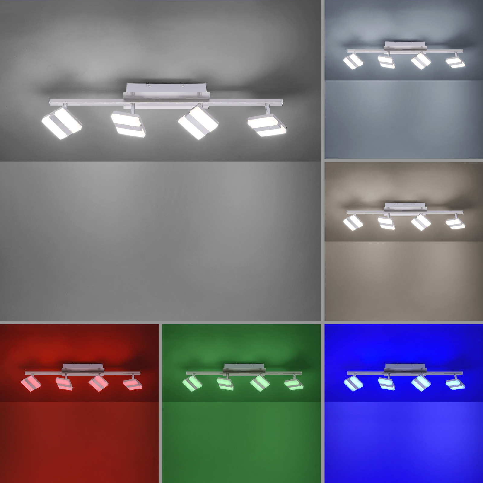 LED-Deckenleuchte - stahlfarben - SmartHome - mit Fernbedienung