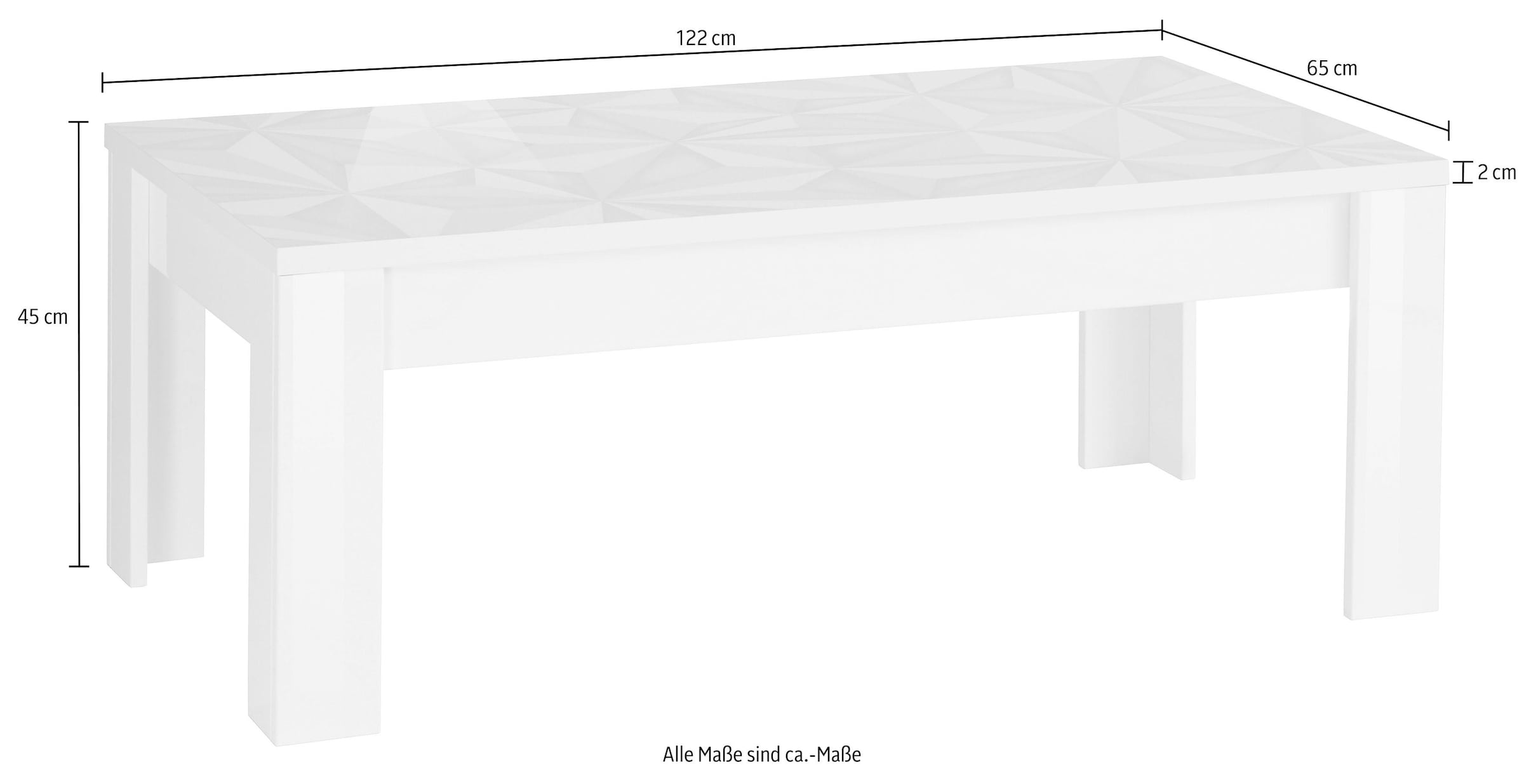 INOSIGN Couchtisch »Prisma 122x65 cm, Wohnzimmertisch mit Winkelfuss« Sofatisch, rechteckig, Tischplattenstärke 22 mm