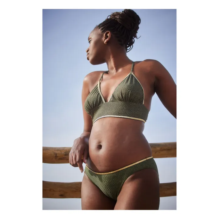 La Nouvelle Haut de Maillot Ambre Métallisé | Vert kaki
