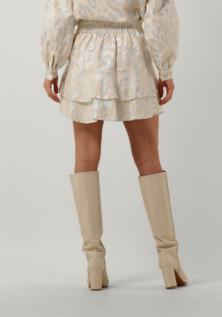 ALIX THE LABEL beige alix the label minirok ladies woven lurex animal ruffle skirt
