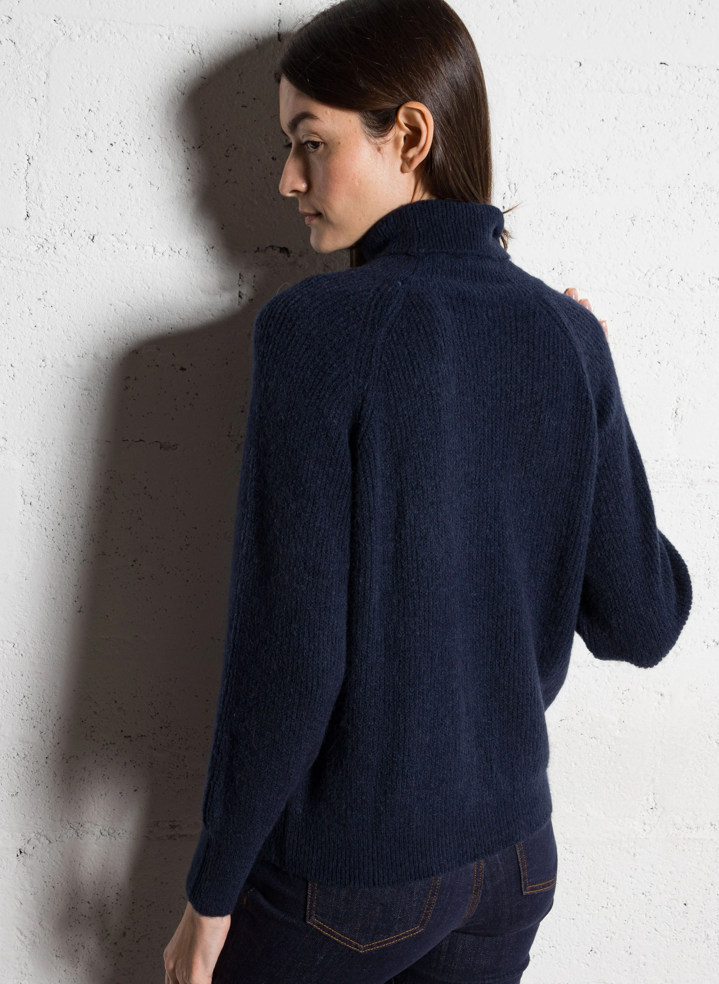 MONA - Pull ample à col roulé| Bleu