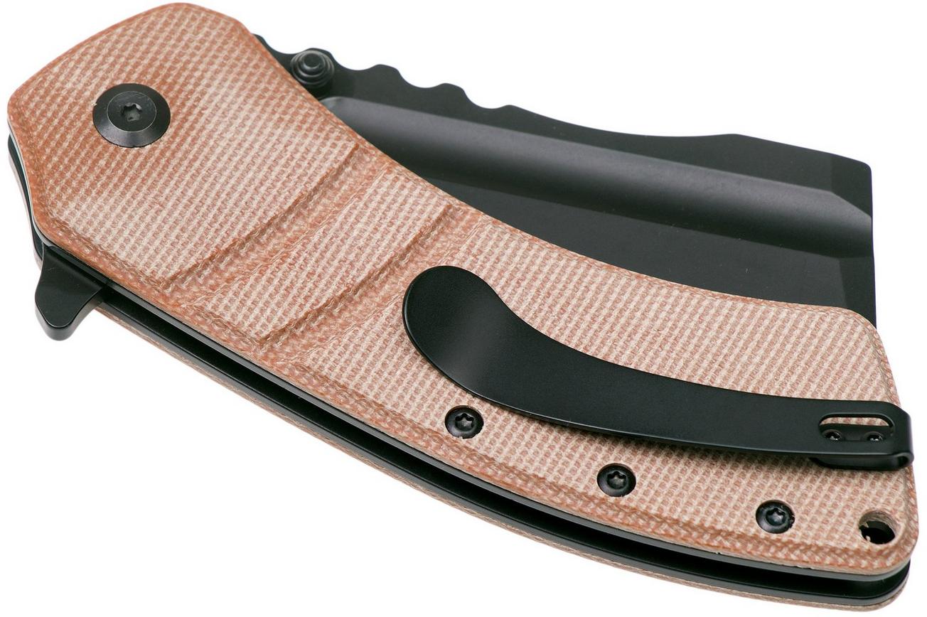 Kansept XL Korvid T1030A2 Black, Brown Micarta zakmes, Justin Koch design
