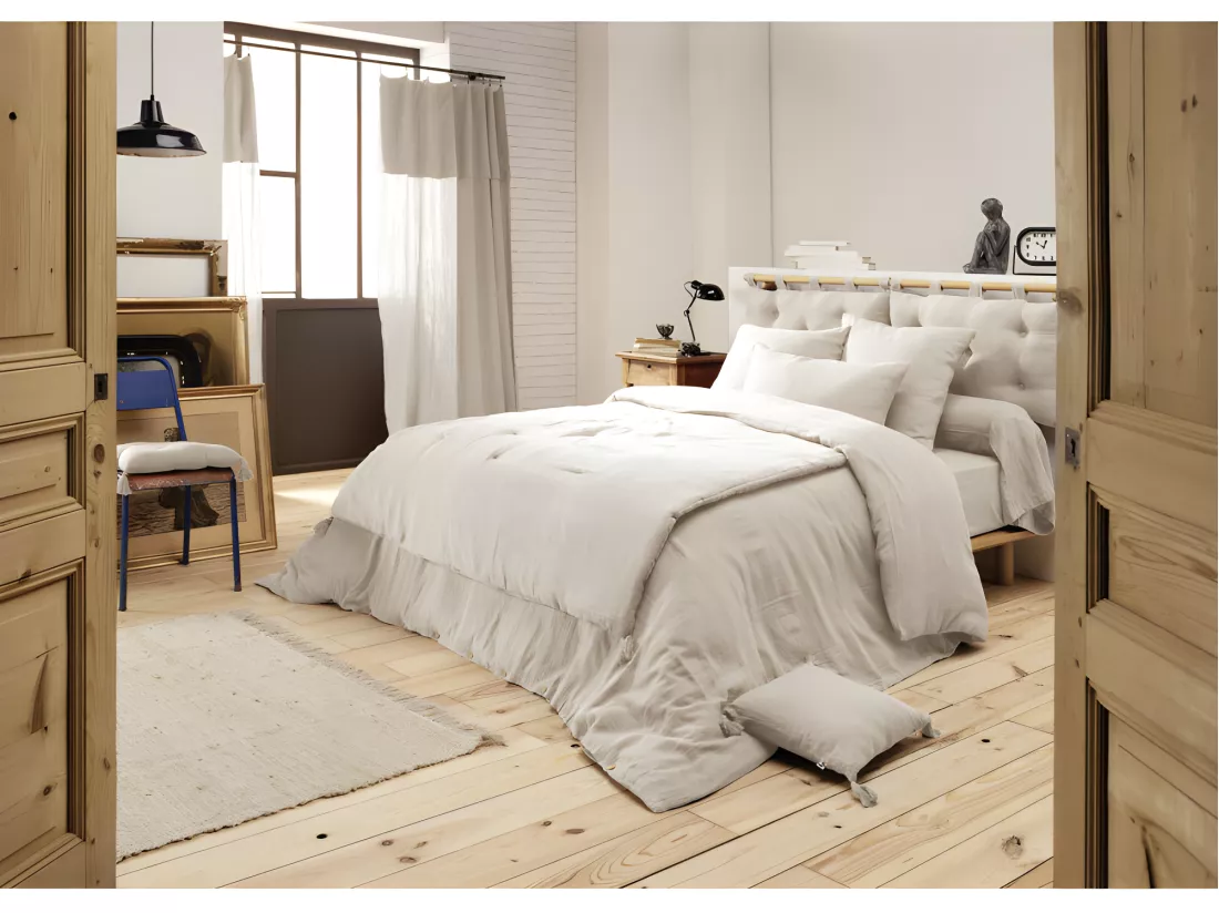 Housse de couette gaze de coton double 220 x 240 cm écru - PEPA 3