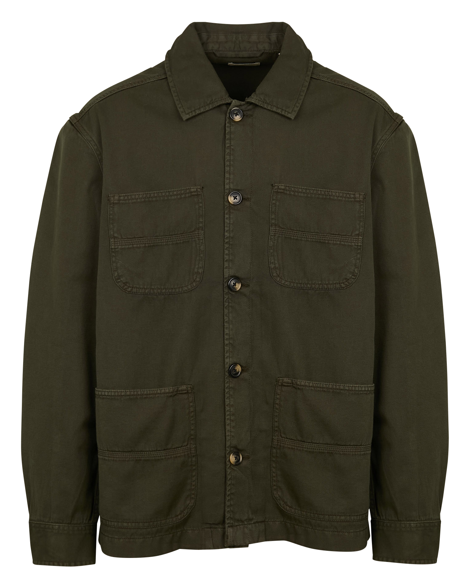 Surchemise droite col classique en coton | Vert