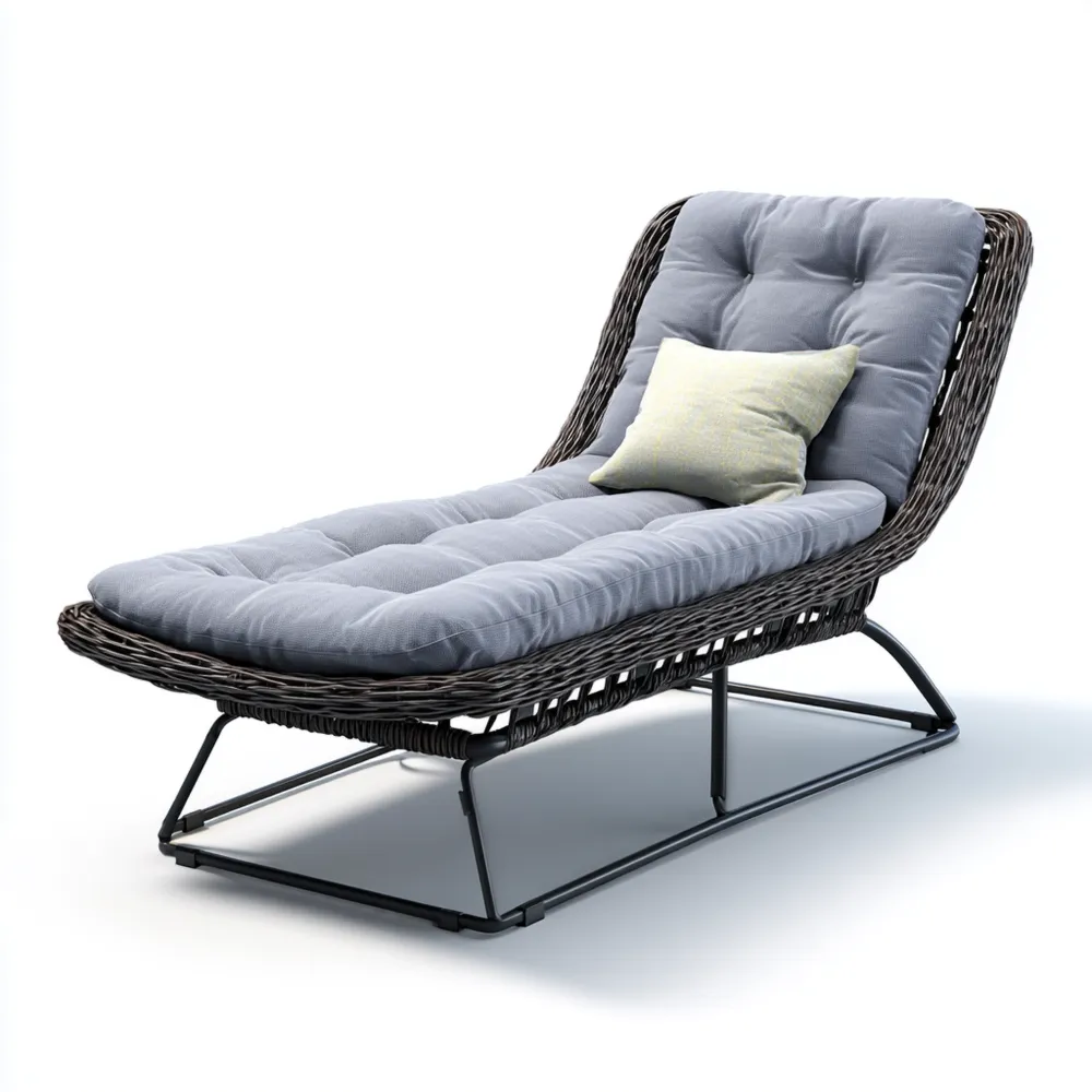 Verstellbare Gartenliege Rattan 200x65x35 cm - Hellgrau - Modernes Design