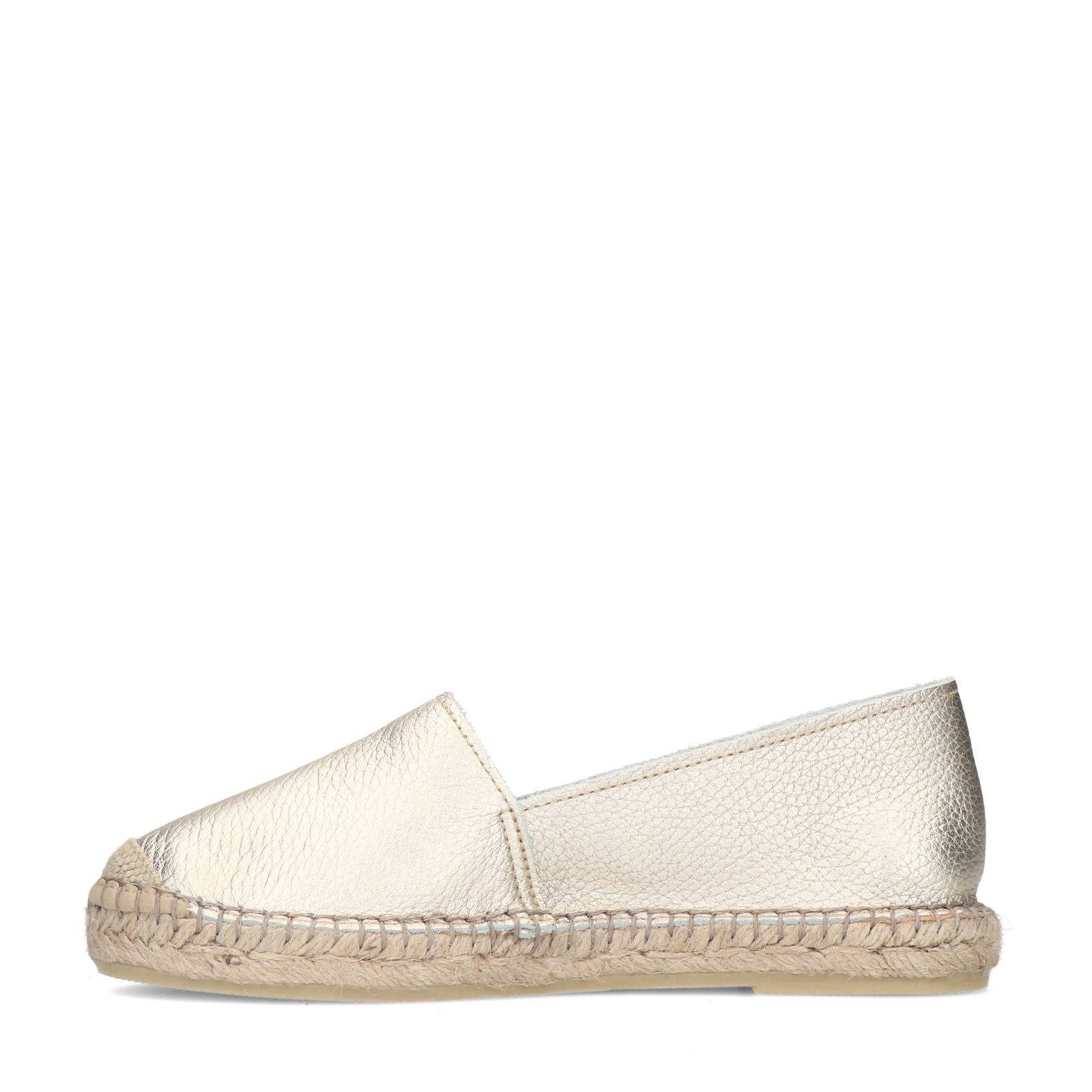 Manfield leren espadrilles goud