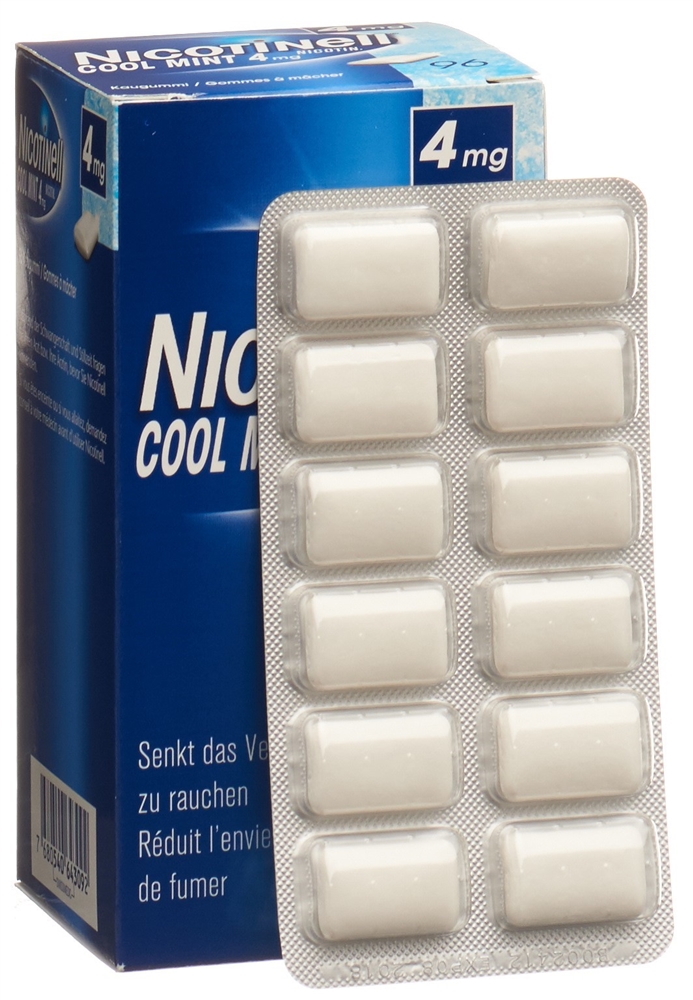 NICOTINELL Gum 4 mg<br>96 Stück, Blister, Wirkstoffhaltiger Kaugummi, cool mint
