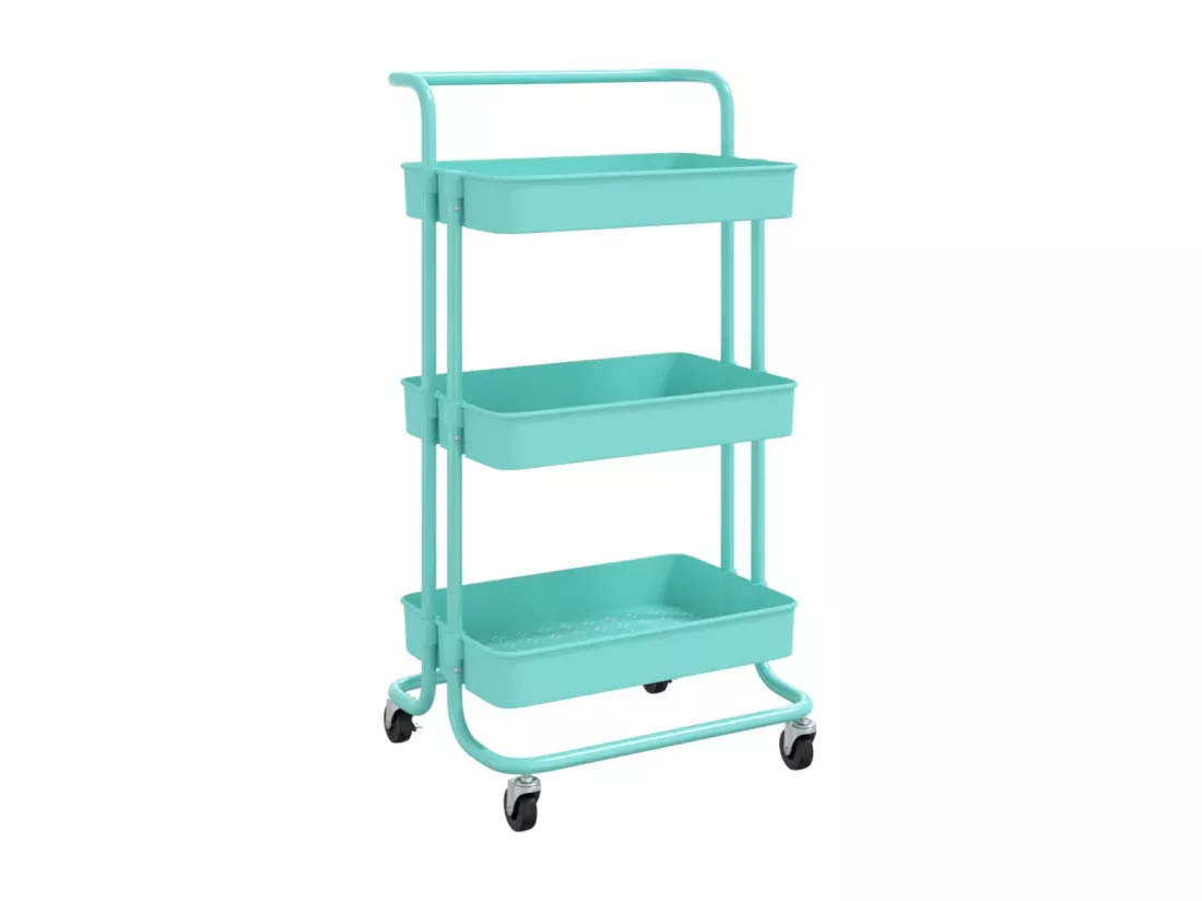 Chariot de cuisine 3 niveaux Turquoise 42x35x85 cm Fer et ABS