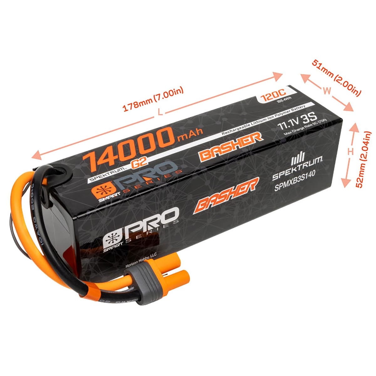 3s 14000mAh - 120C - Spektrum Basher LiPo G2 IC5