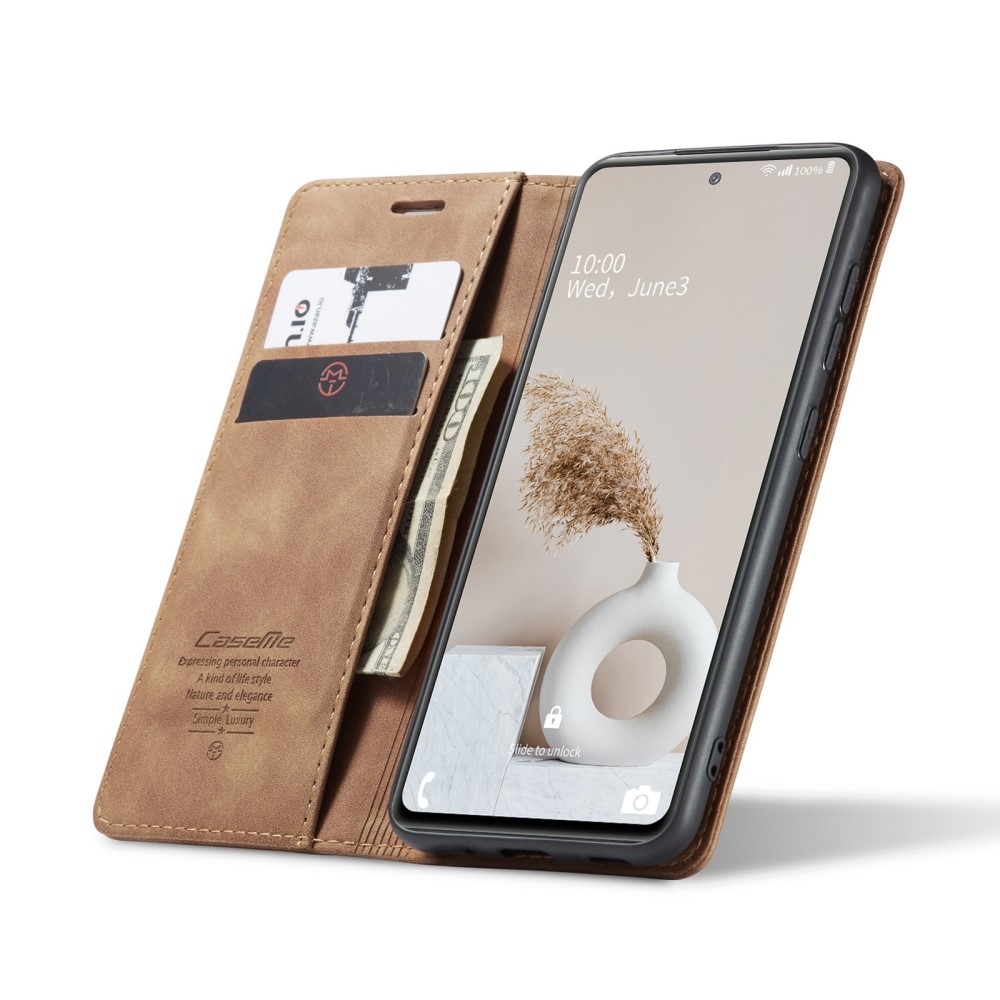 Samsung Galaxy S20 FE / S20 FE 5G Leder Tasche Flip Wallet Etui mit Kartenfächern - Hellbraun