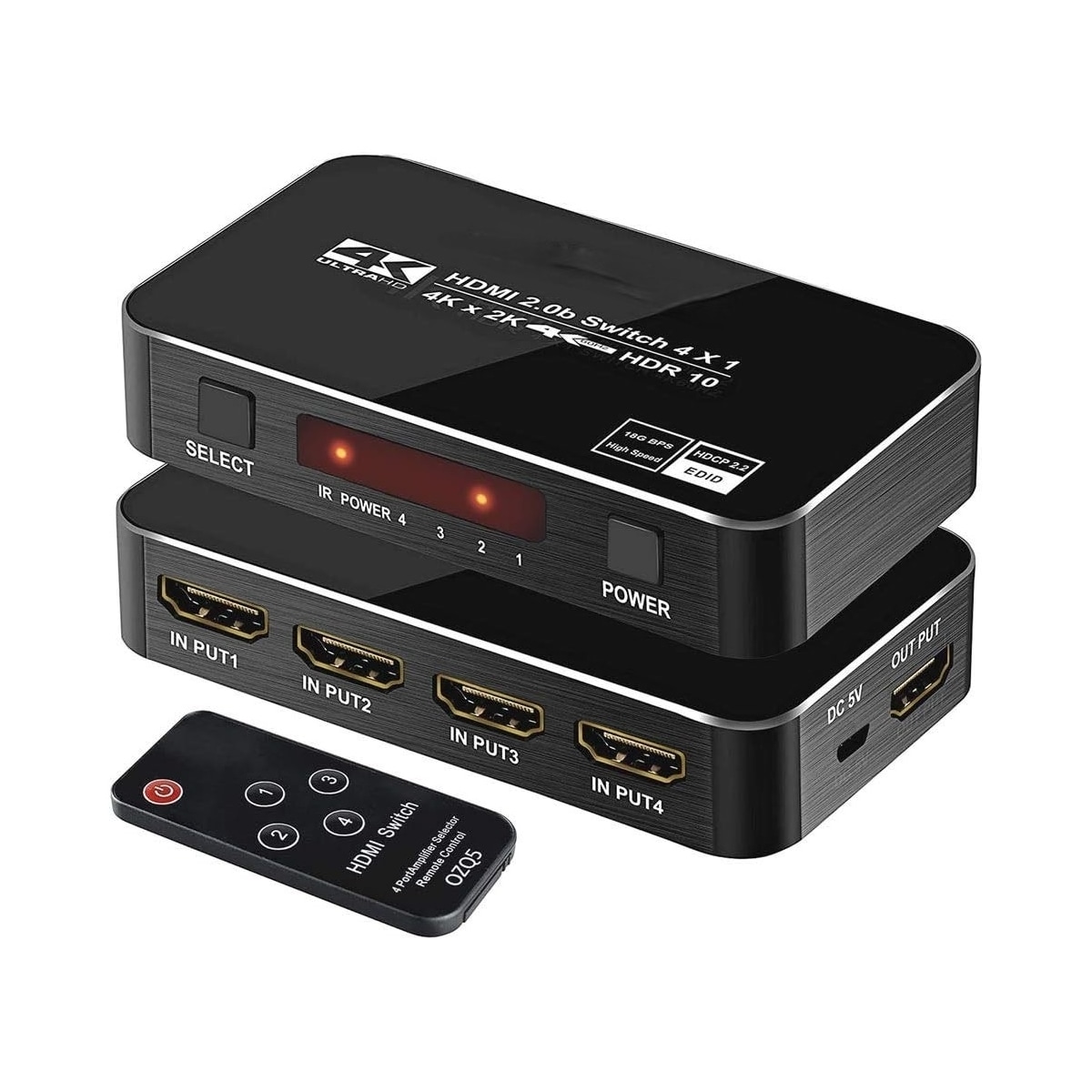 NÖRDIC HDMI Switch 4 til 1 4K60Hz