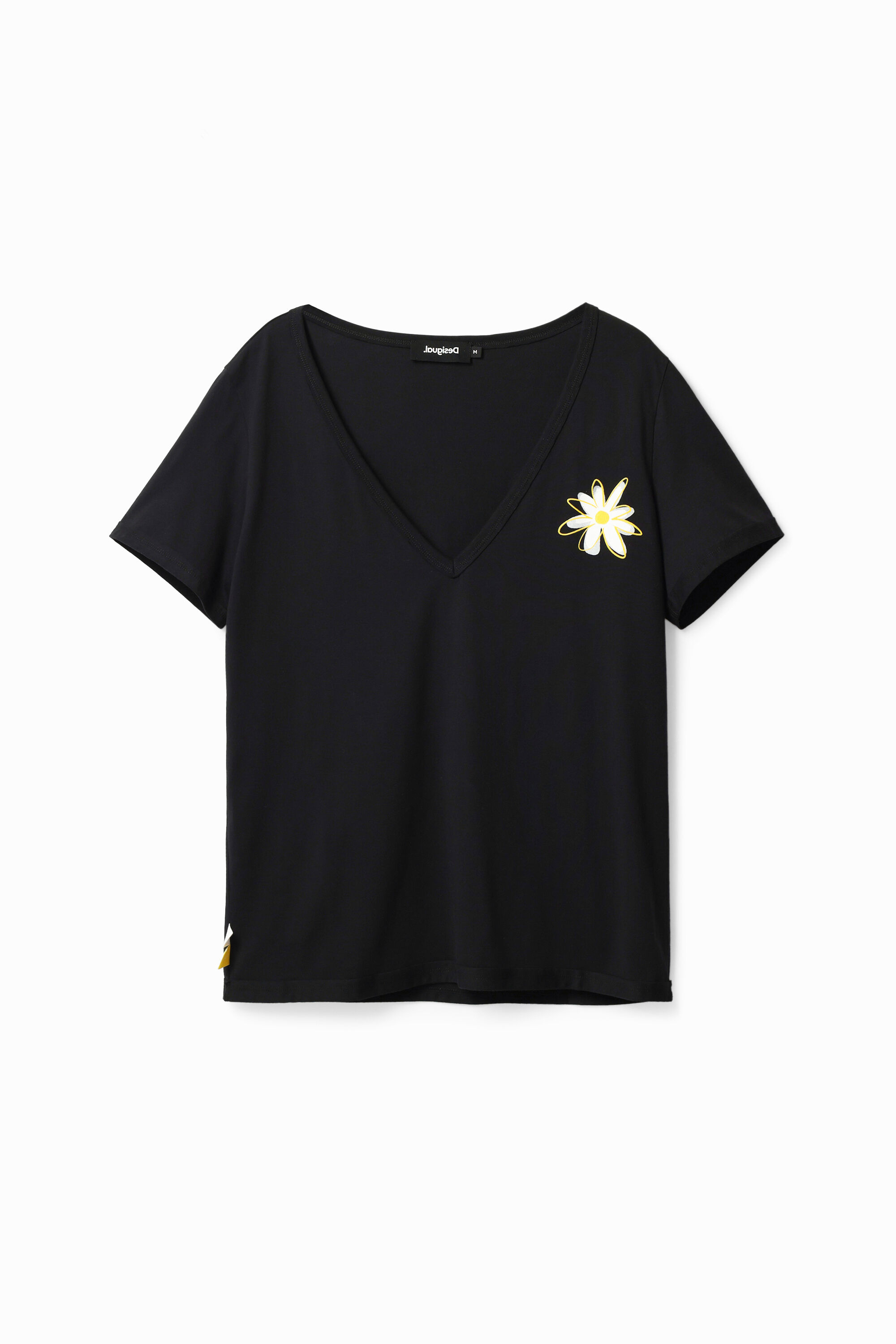 T-shirt col V fleur