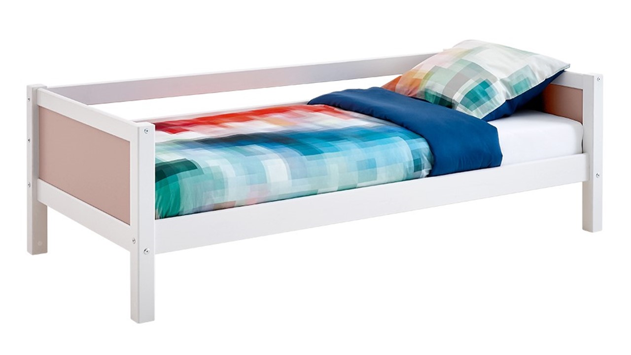 Bedbank Jip wit/licht roze