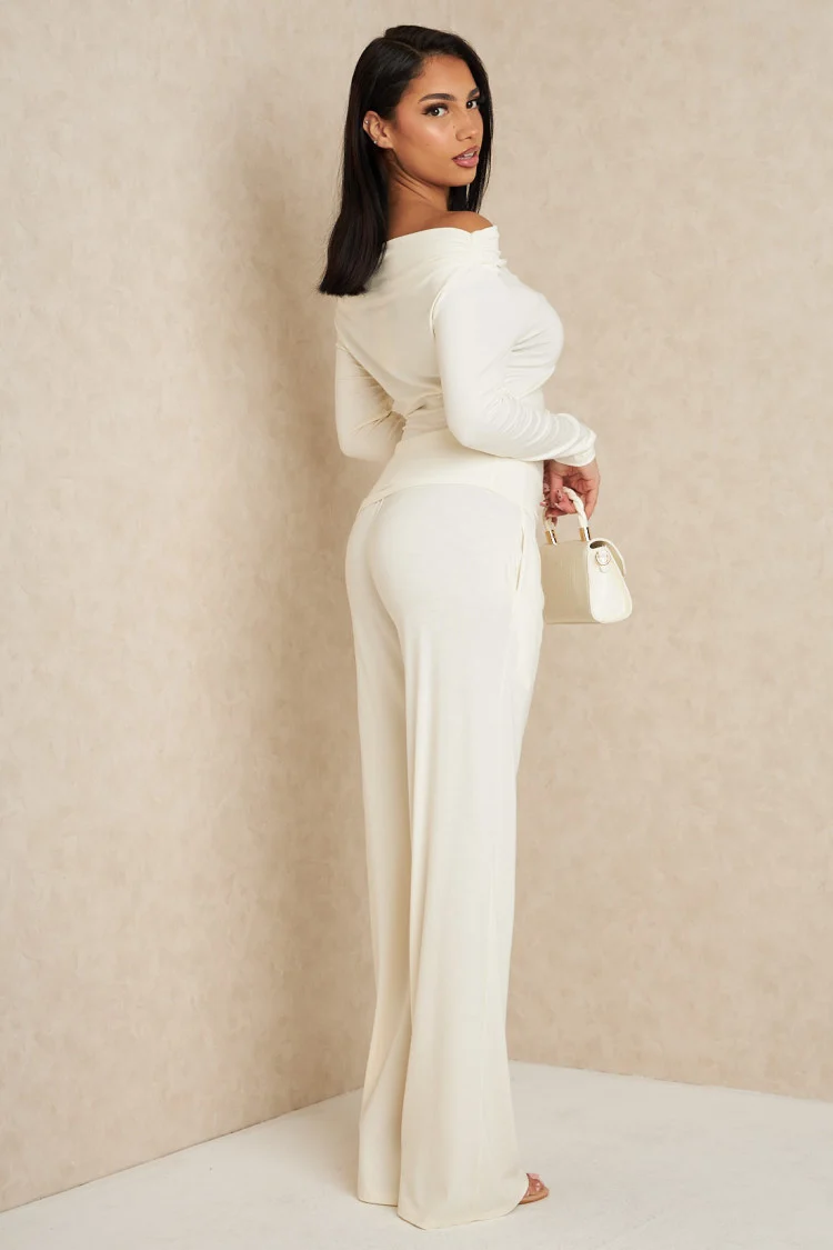 Ensemble 2 pièces top + pantalon blanc