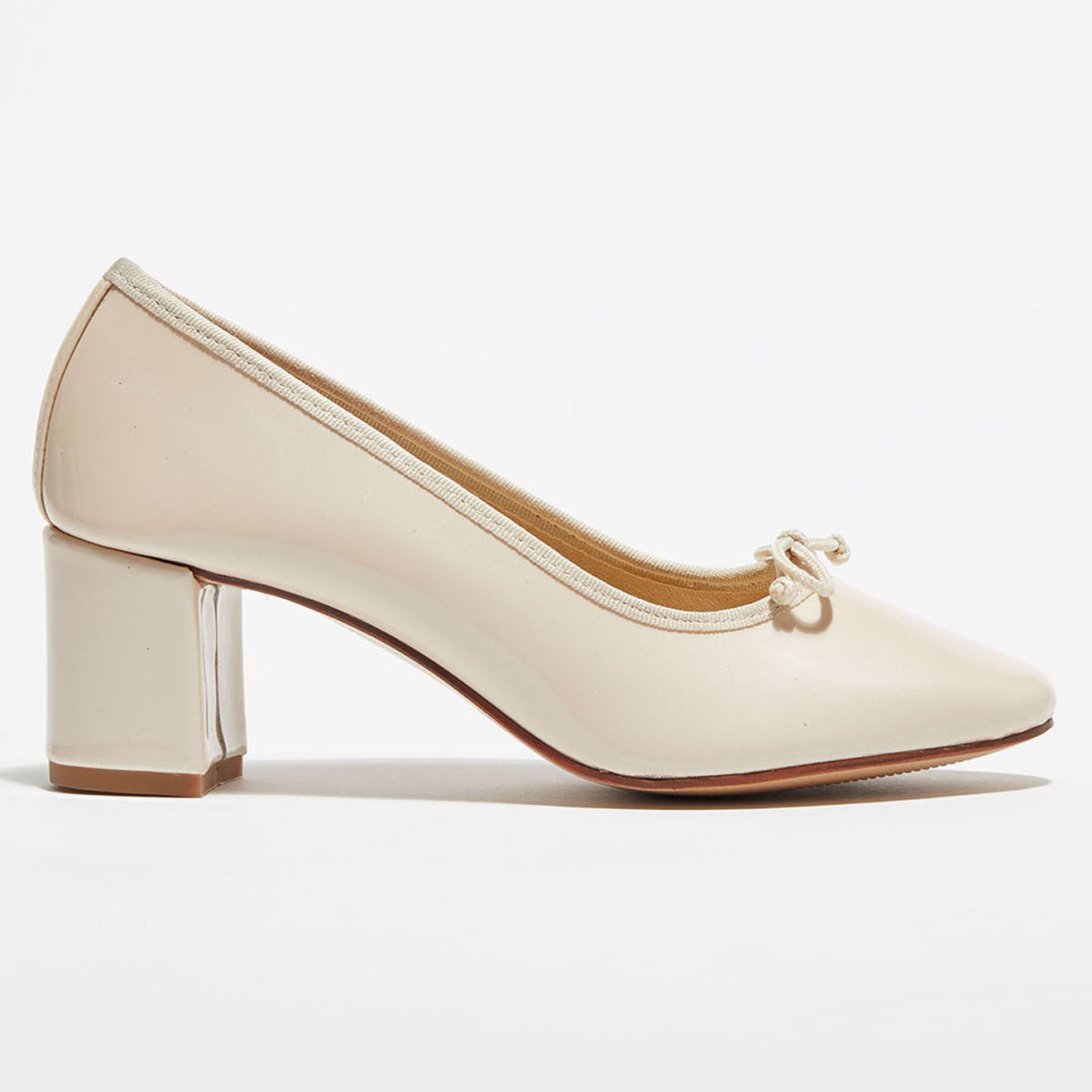 Quartier Latin Ballerines en Cuir Vernis Sophie blanc cassé - Talon 6 cm