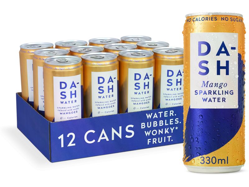 Dash Water Soft-Drinks Sparkling Mango 12 x 0.33 l Kohlensäurehaltiges Erfrischungsgetränk mit Mango-Geschmack