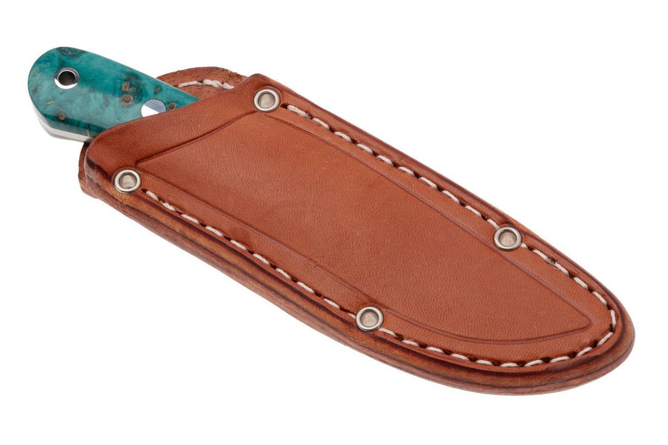 Bark River Essential CPM MagnaCut, Blue & Gold Elder Burl, vaststaand mes