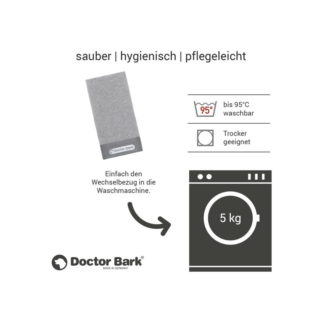 Doctor Bark Hundematratze Cover hellgrau M
