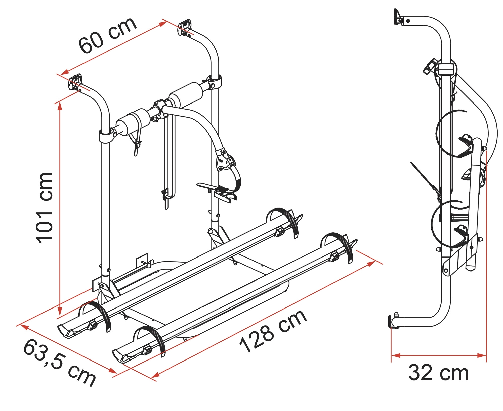 Heckträger für Hobby Caravans ≥ 2003 (für 2 Fahrräder)