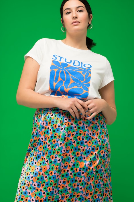 T-Shirt, Classic Shape, Floral-Print, Rundhals, Halbarm