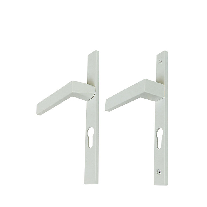 Poignée alu carré cylindre blanc pour porte fenêtre pvc blanc