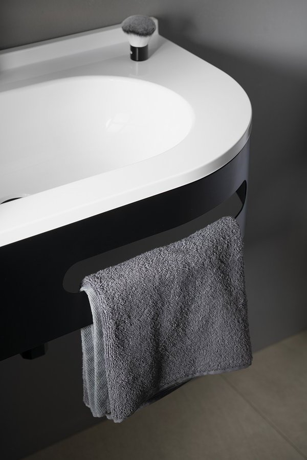 Sapho Pulse wastafel console mat zwart links 74.5x44.5cm