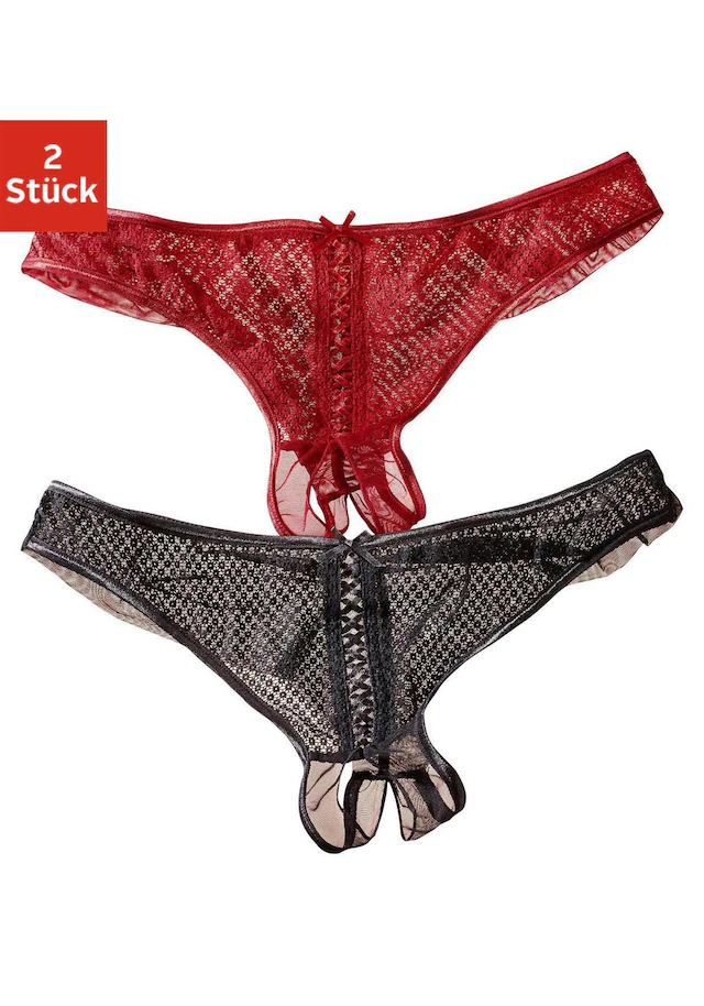 petite fleur gold String-Ouvert, 2 Stk. vorne mit sexy Schnür-Optik