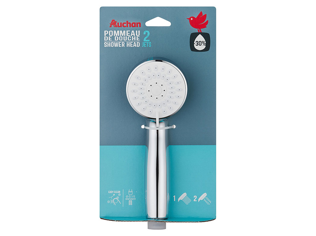CHUVEIRO DE MÃO AUCHAN ECO INOX 2 FUNÇÕES