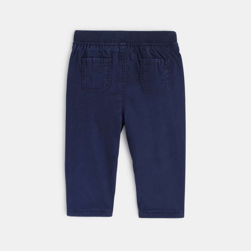 Pantalon toile effet denim doublé bleu bébé garçon