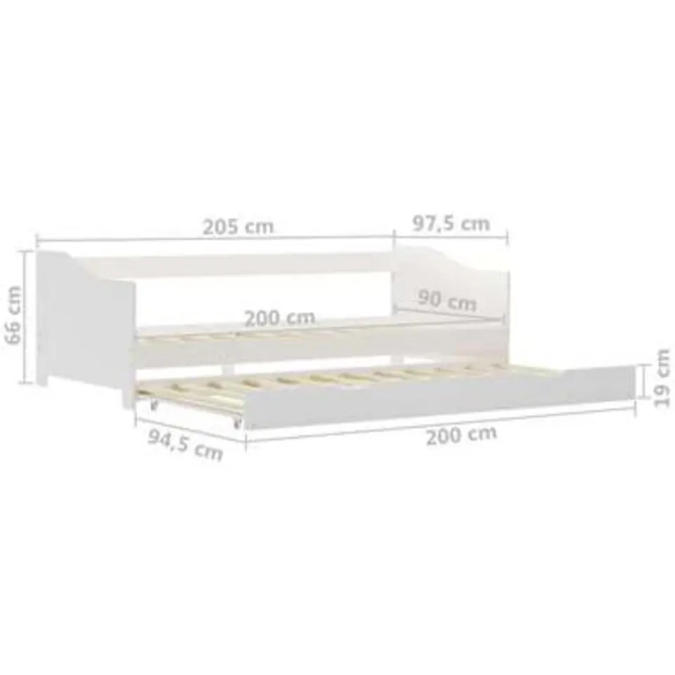 vidaXL - Onderschuifbed - Wit - Grenenhout - 90x200 cm