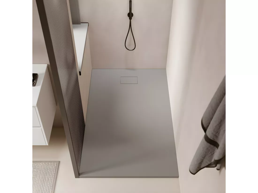 Receveur de douche 90 x 180 cm extra plat PIATTO en SoliCast® surface ardoisée gris