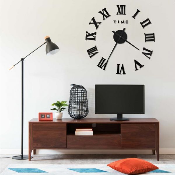 vidaXL Relógio de Parede 3D Design Moderno 100 cm Xxl Preto - 2467848032