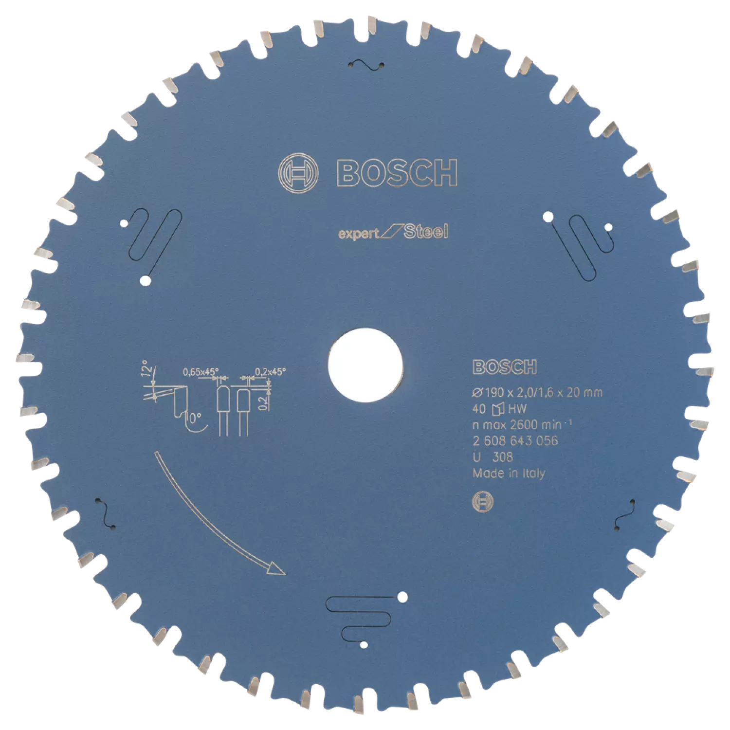 Bosch 2608643056 Expert Cirkelzaagblad - 190 x 20 x 40T - Metaal - Carbide