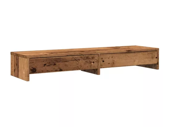 Support de moniteur avec tiroirs vieux bois bois d'ingénierie