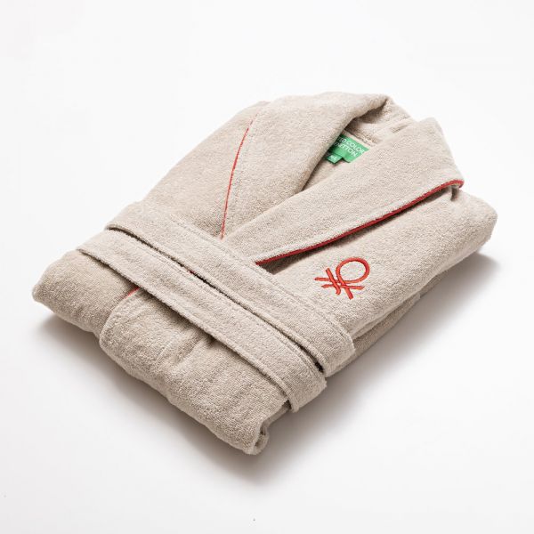 Benetton Roupão L / Xl 360GSM 100% Bege Algodão Tevere