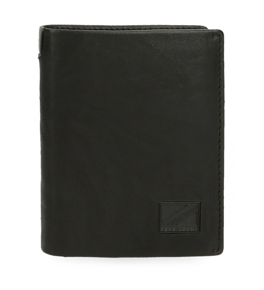 Carteira vertical Pepe Jeans Marshal em couro preto