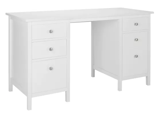 Bureau ALBANE - 4 tiroirs - 1 porte - Pin blanc