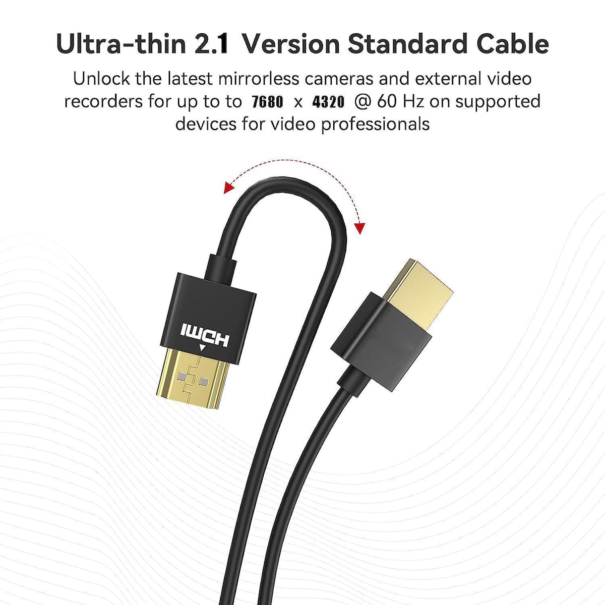 NÖRDIC 2m slank Ultra High Speed ​​​​HDMI2.1 8K 60Hz 4K 120Hz 48Gbps Dynamic HDR eARC Spillmodus VRR Dolby ATMOS