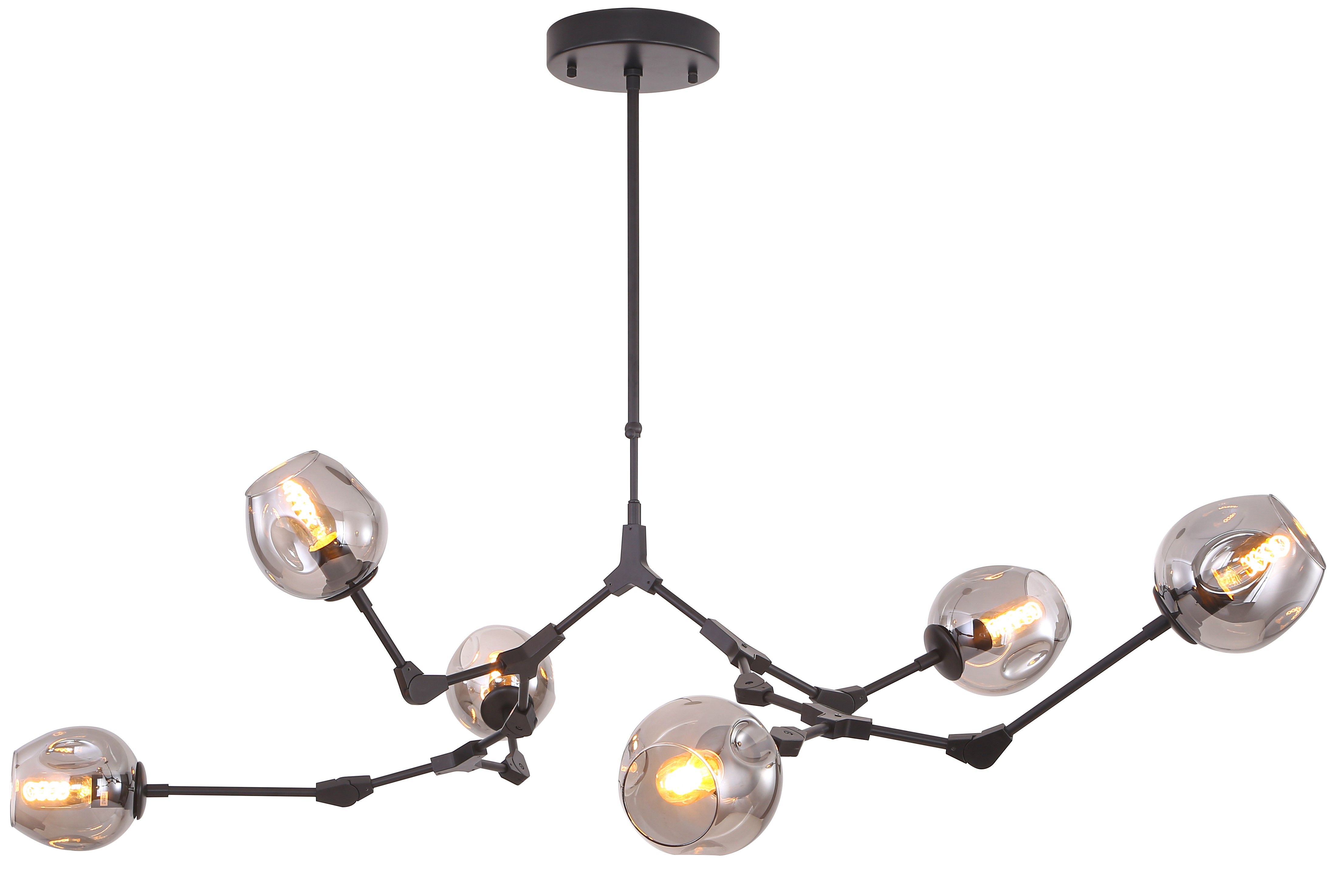 Plafondlamp 6-lichts Zwart Cas B110 x D70 cm