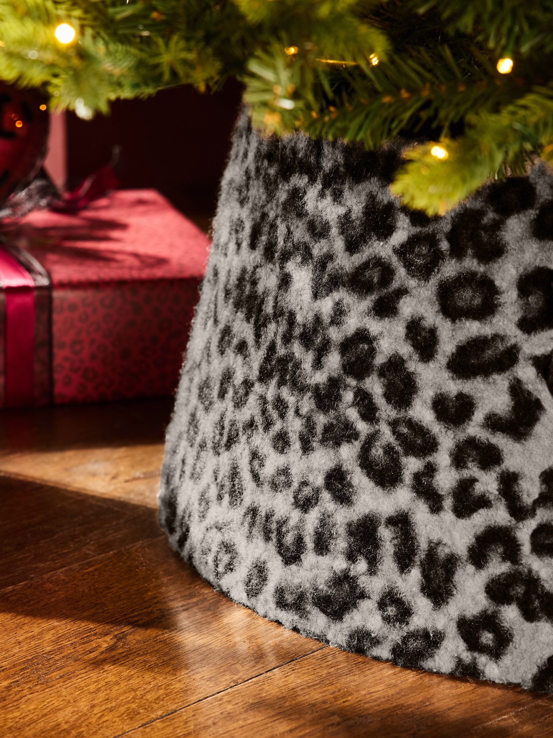 Borg Kerstmis boom Rok met luipaard Print