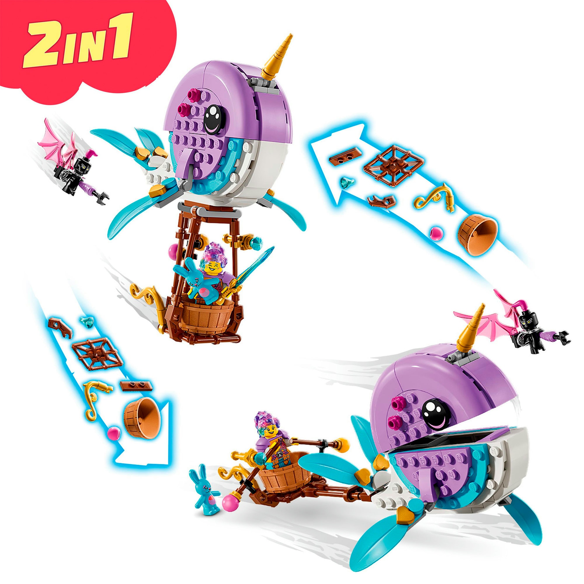 LEGO Konstruktionsspielzeug DreamZzz Izzies Narwal-Heißluftballon