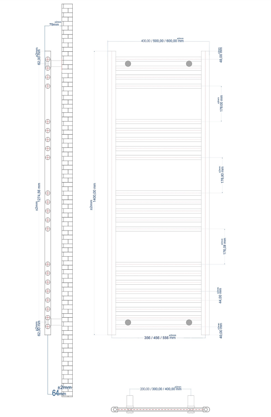 Eastbrook Wingrave handdoekradiator 40x140cm grijs mat 592W