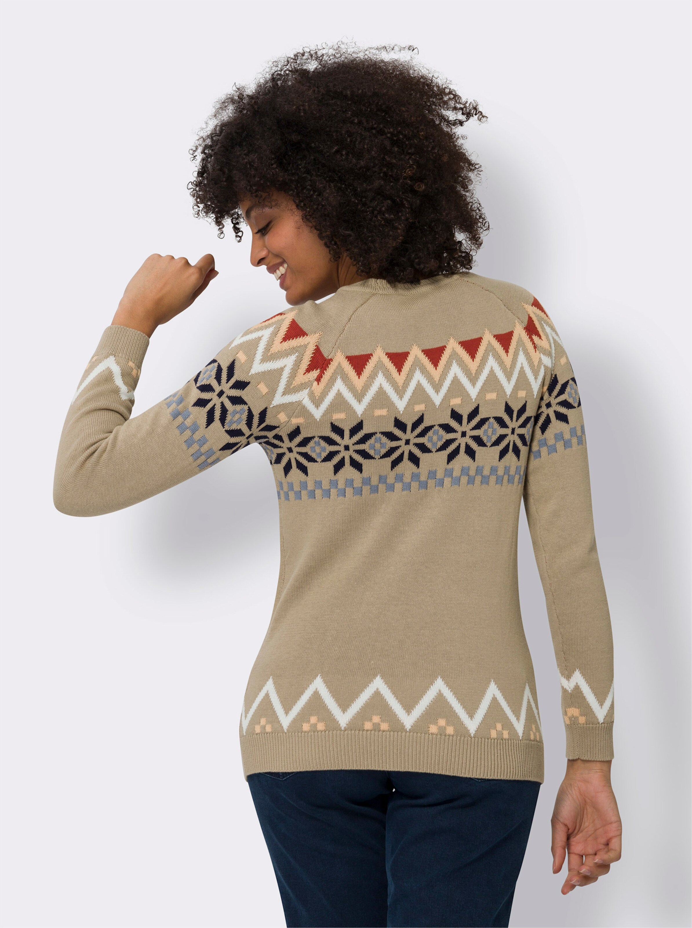 Langarm-Pullover im Norweger-Muster