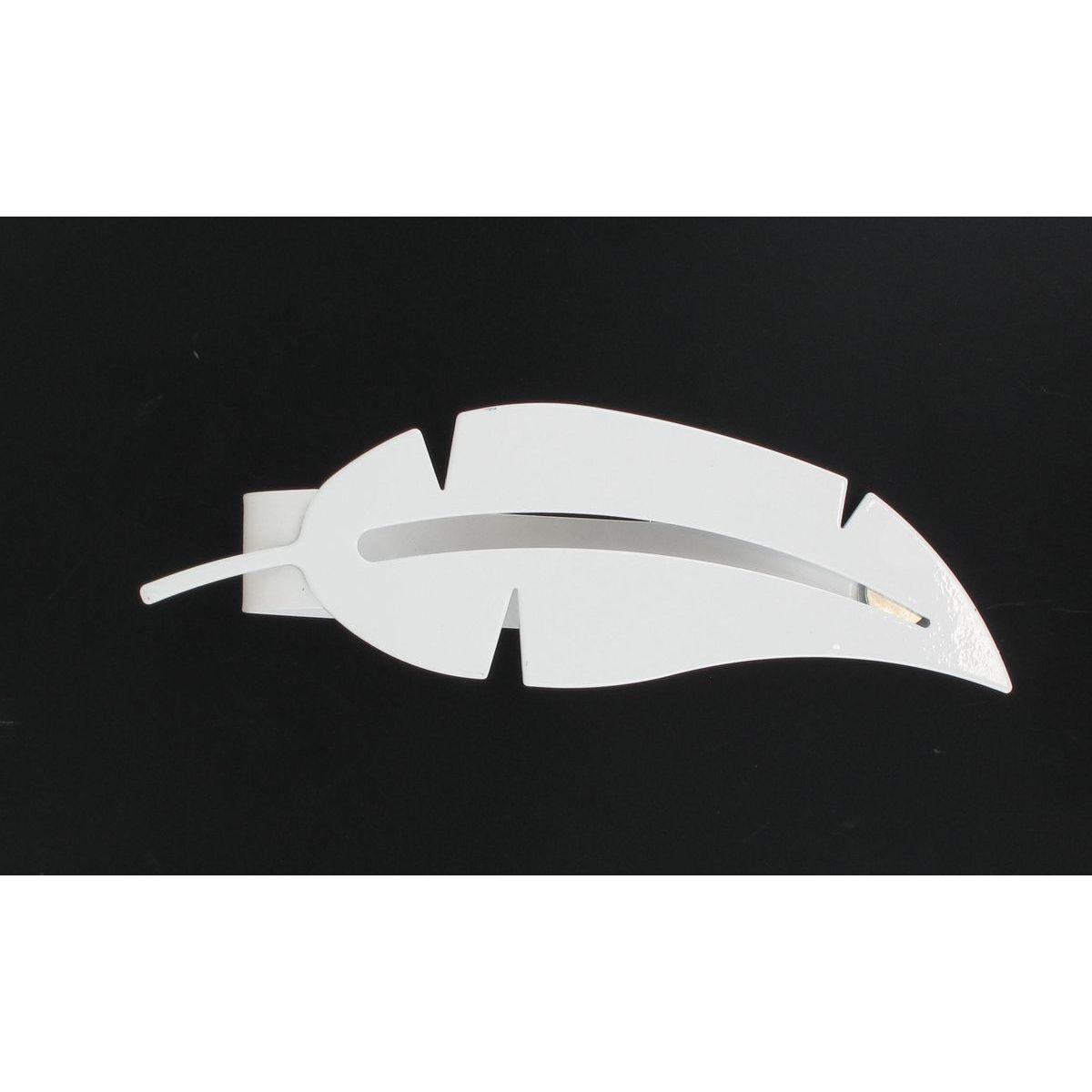 EMBRASSE METAL AIMANTEE PLUME BLANC LAQUE