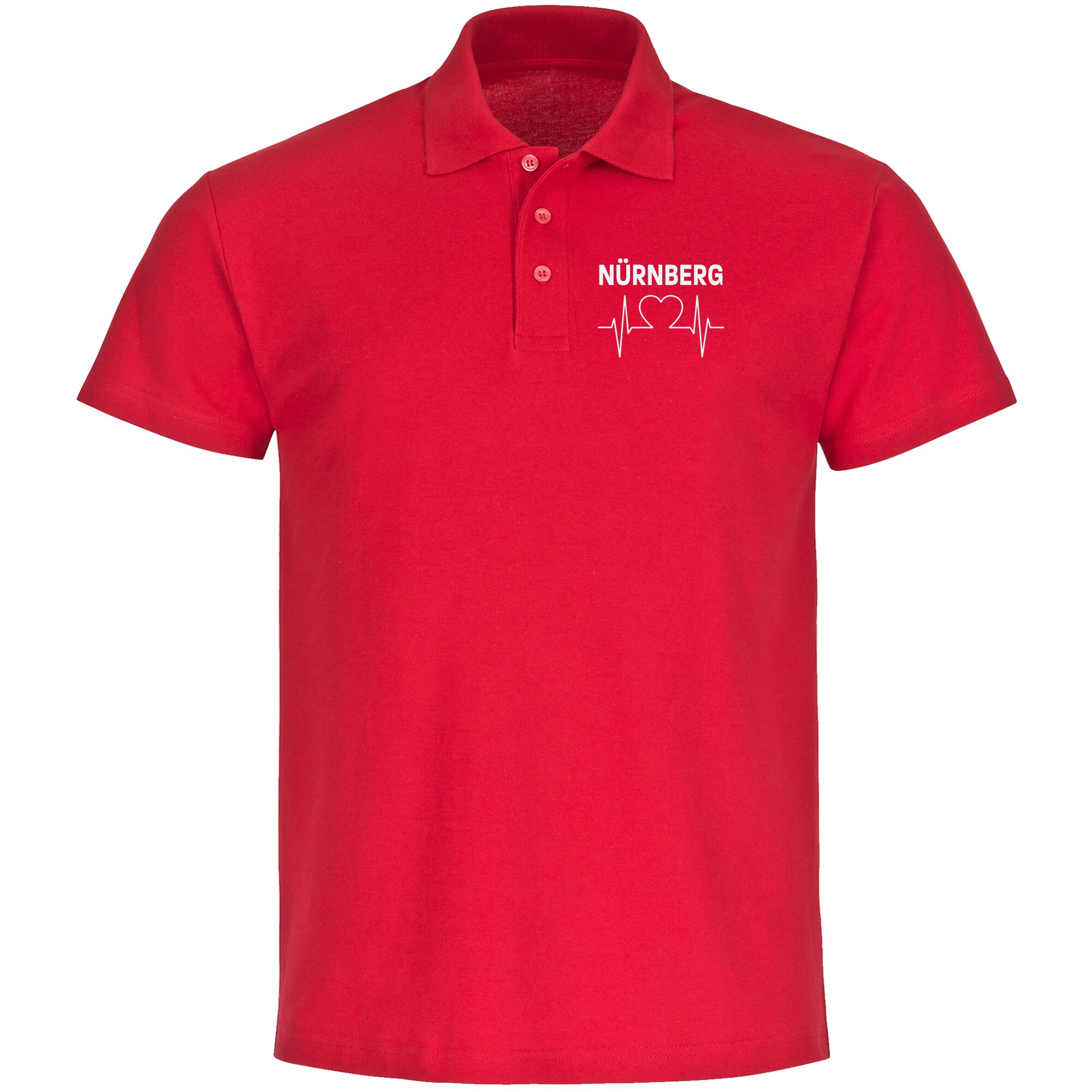 multifanshop® Poloshirt - Nürnberg - Herzschlag - Druck weiß