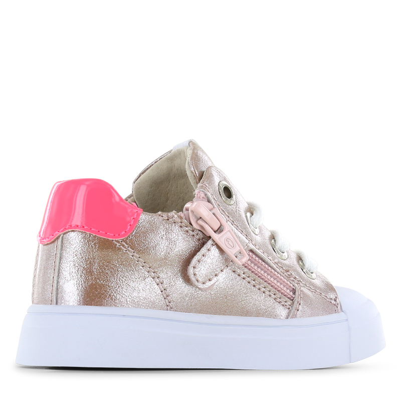 Shoesme rosé sneaker met roze stripings Metallic, Microfiber leer | Meisjes