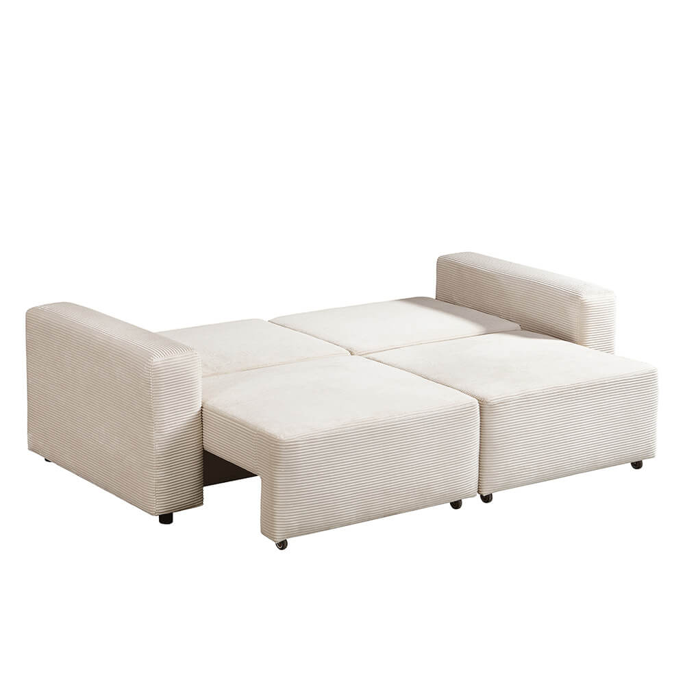 HOME DELUXE Modulaire 2-zits Slaapbank - Ribfluweel - Beige